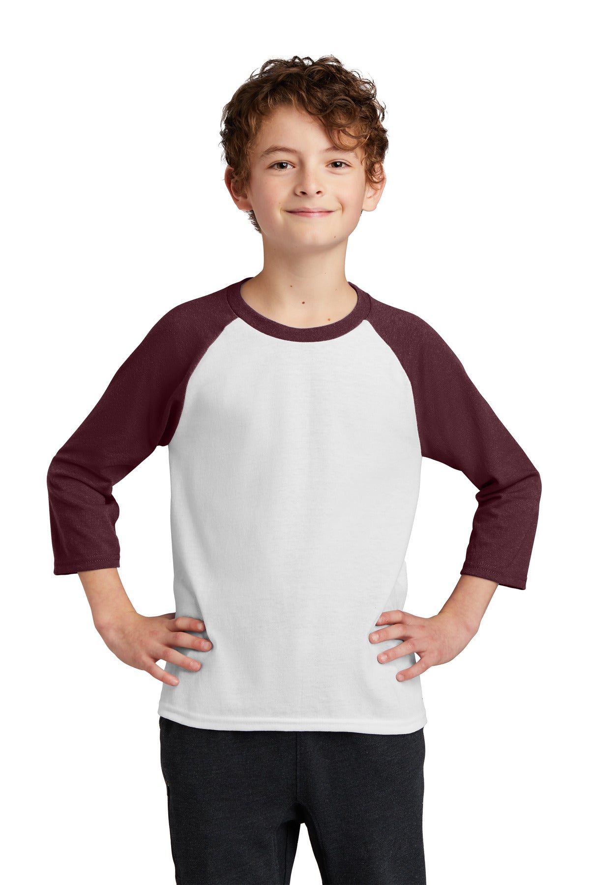Port & Co PC55YRS - DISCONTINUED Port & Company Youth Core Blend 3/4-Sleeve Raglan Tee