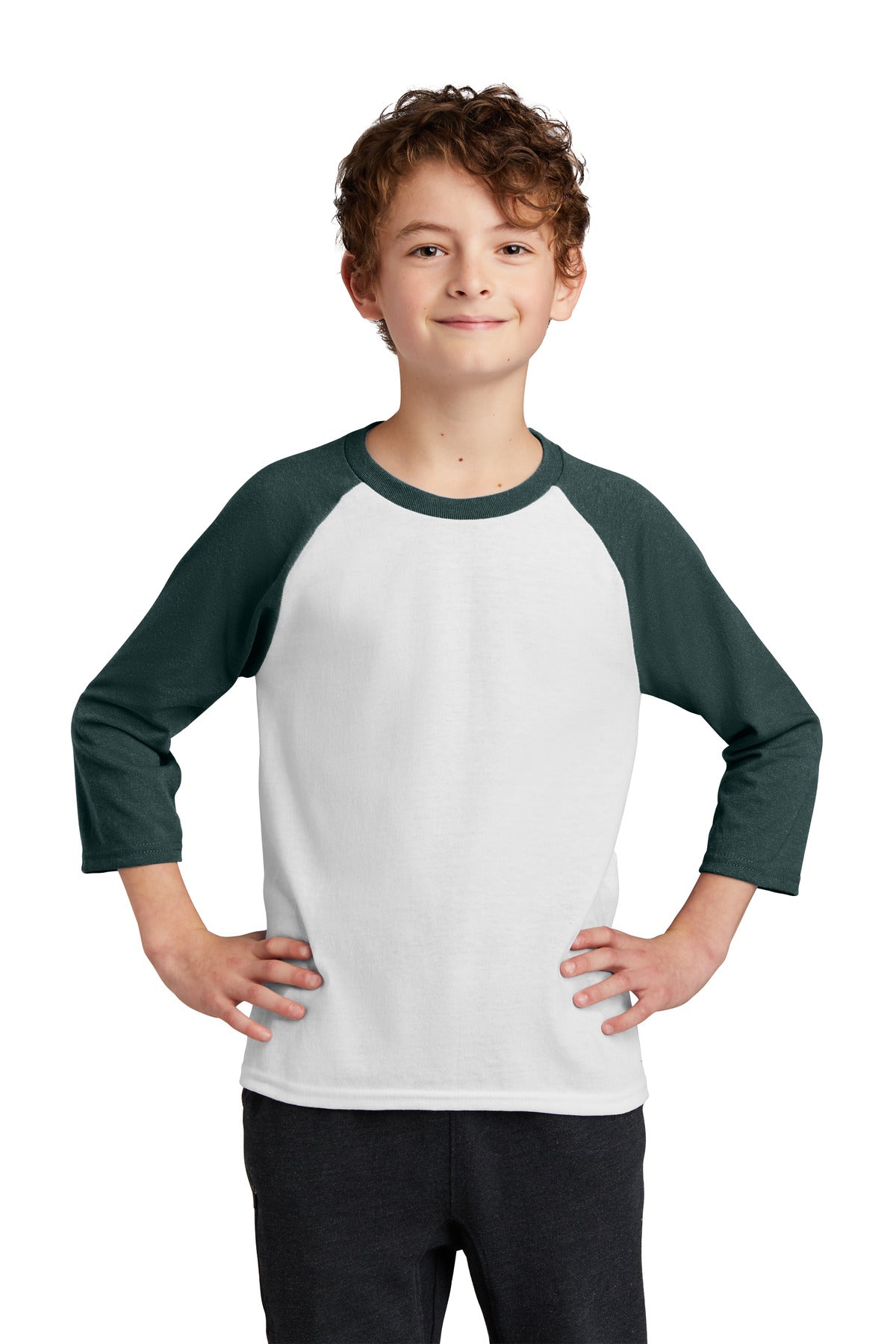 Port & Co PC55YRS - DISCONTINUED Port & Company Youth Core Blend 3/4-Sleeve Raglan Tee