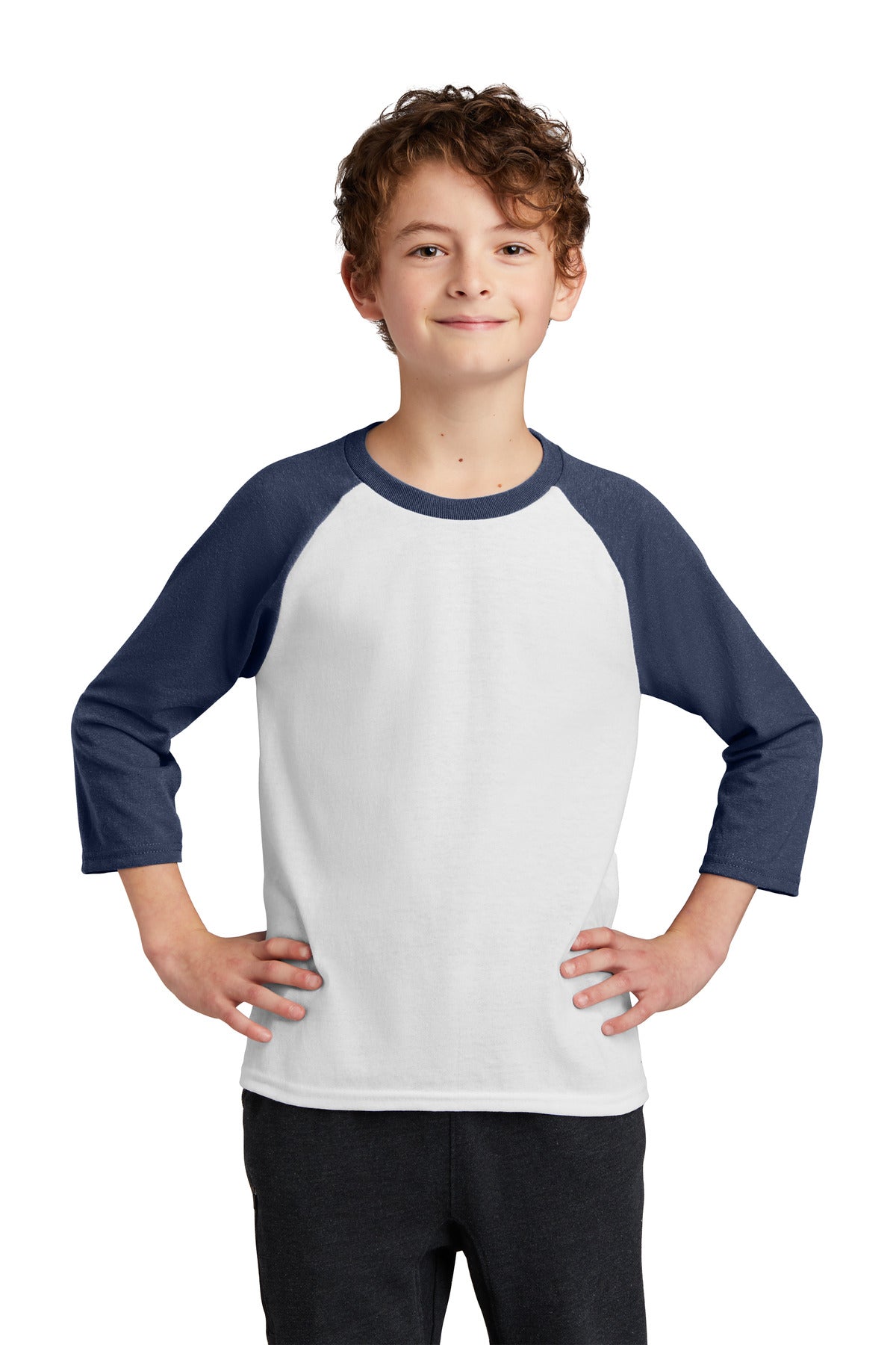 Port & Co PC55YRS - DISCONTINUED Port & Company Youth Core Blend 3/4-Sleeve Raglan Tee
