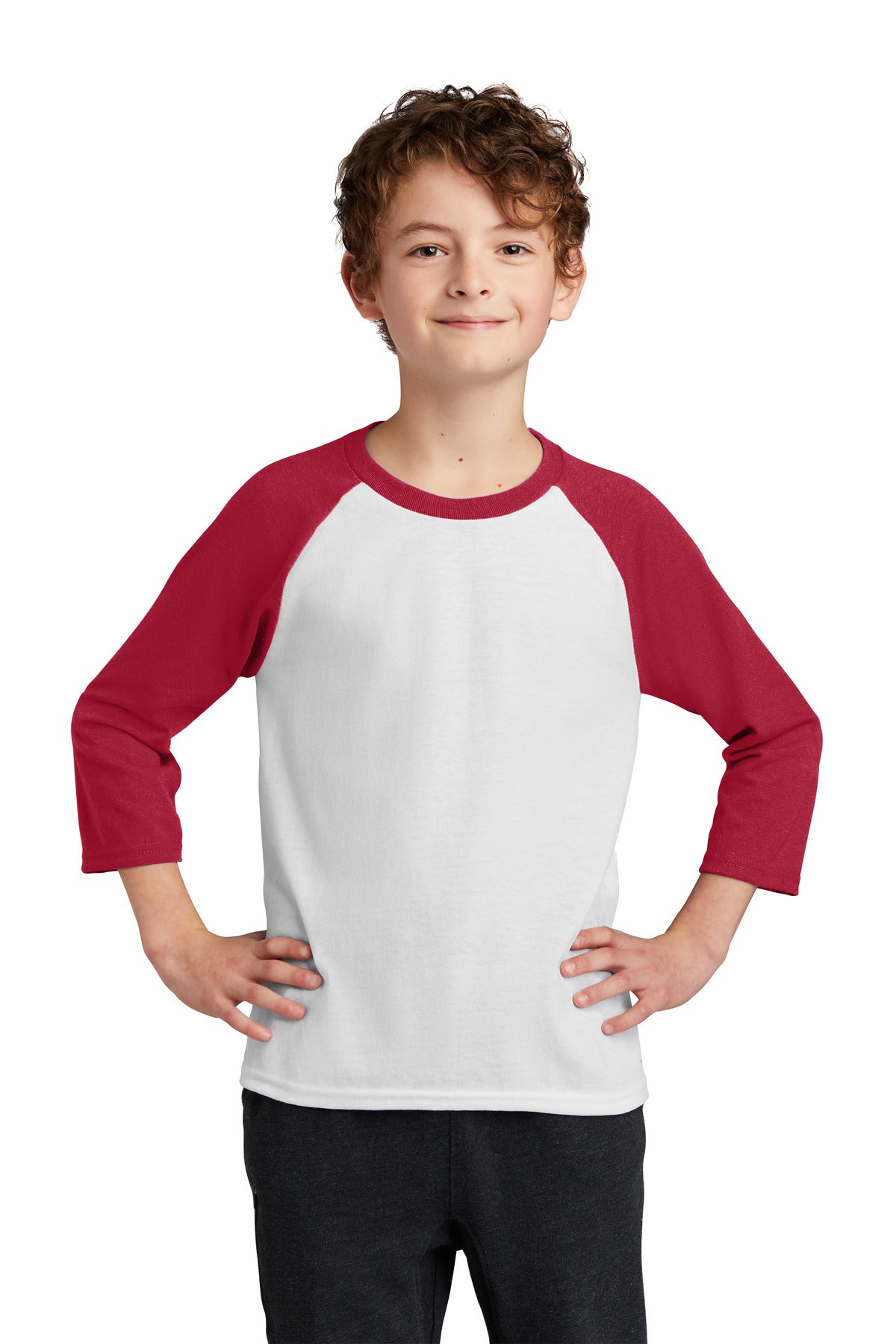 Port & Co PC55YRS - DISCONTINUED Port & Company Youth Core Blend 3/4-Sleeve Raglan Tee