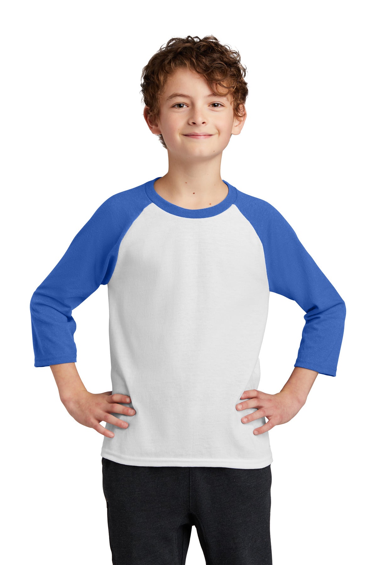 Port & Co PC55YRS - DISCONTINUED Port & Company Youth Core Blend 3/4-Sleeve Raglan Tee