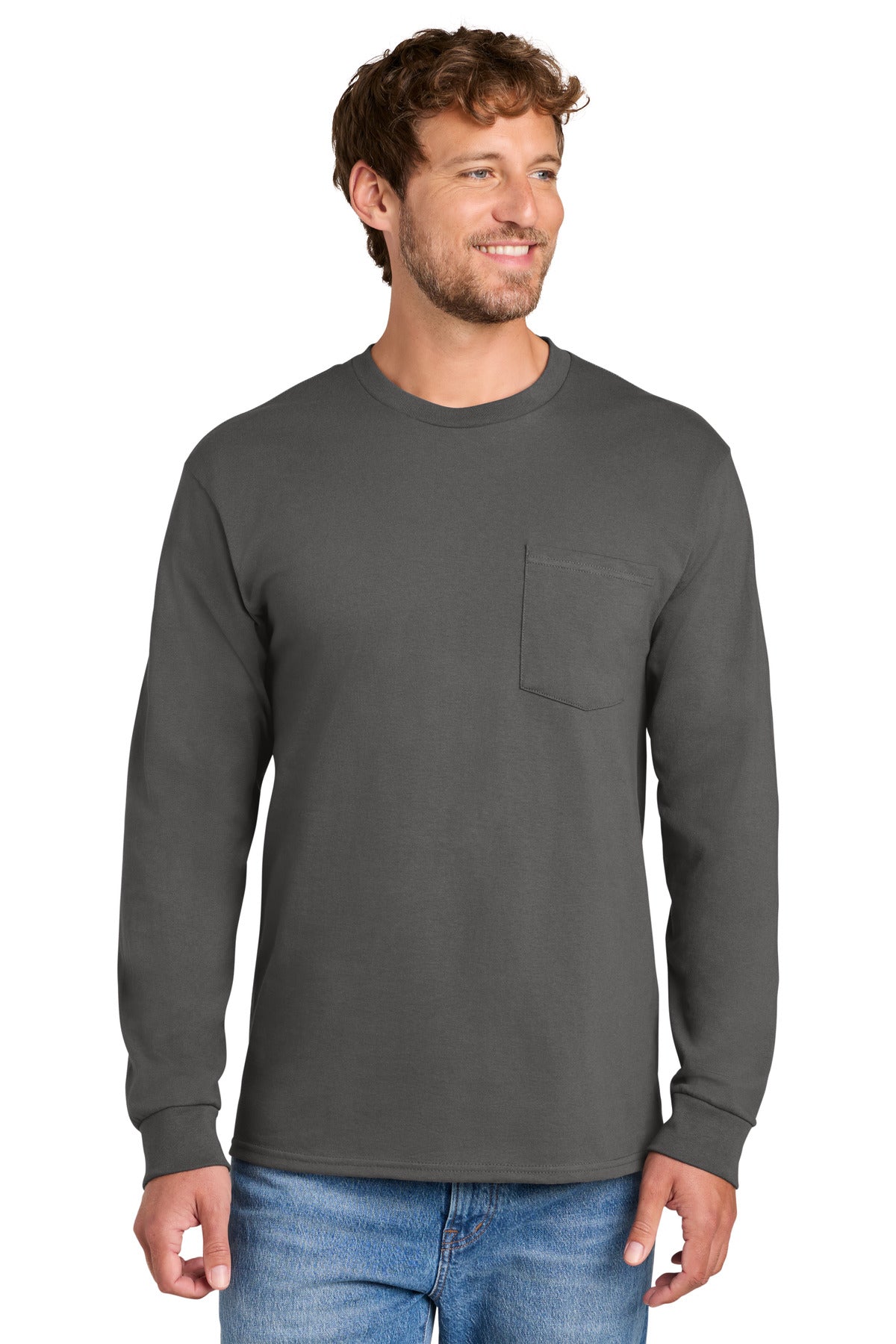 Port & Company PC61LSPT - Tall Long Sleeve Essential Pocket Tee