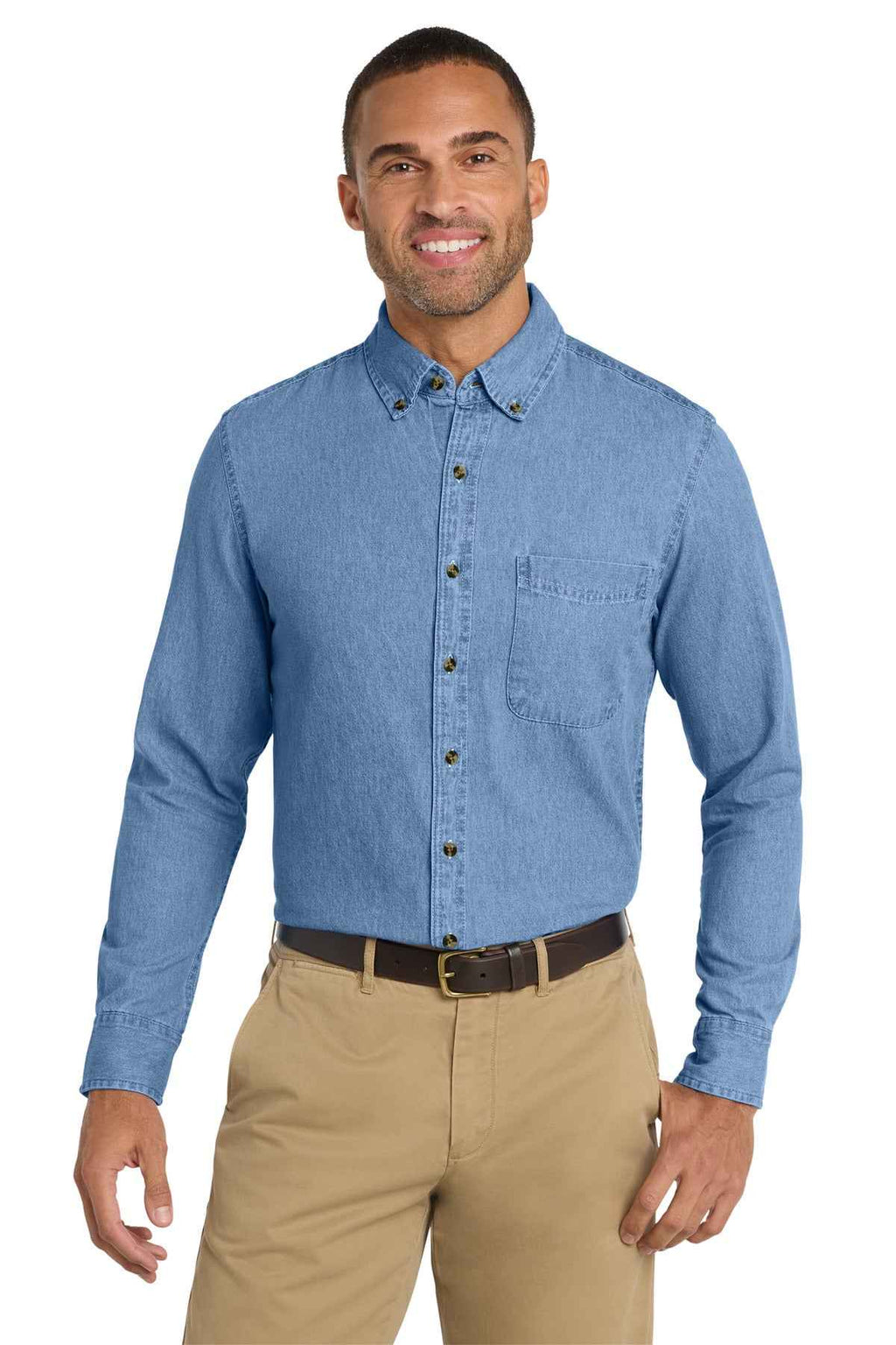 Port & Company SP10 — Long Sleeve Value Denim Shirt