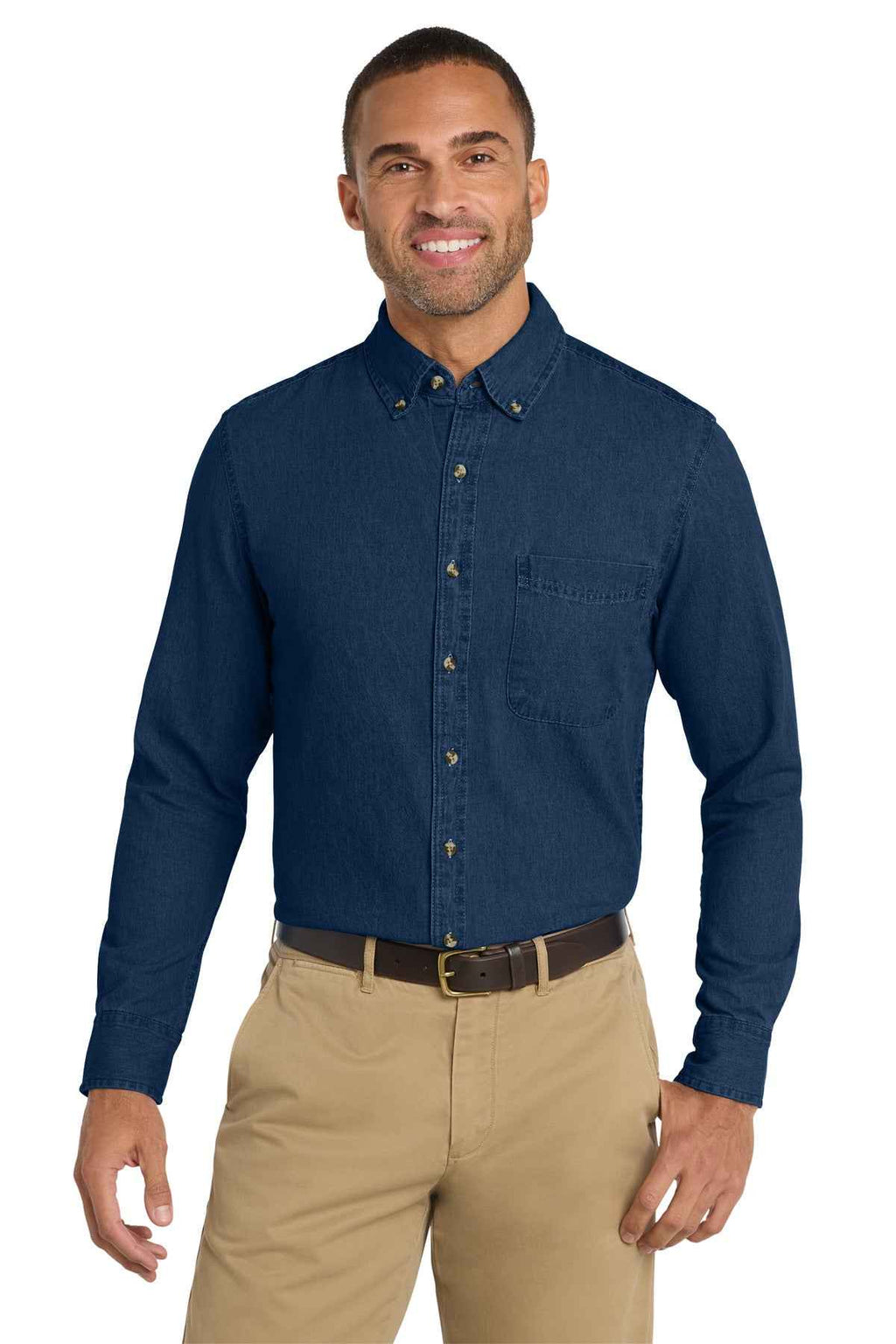 Port & Company SP10 — Long Sleeve Value Denim Shirt