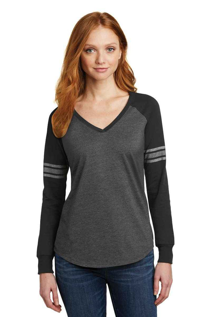 District DM477 - Women's Game Long Sleeve V-Neck Tee