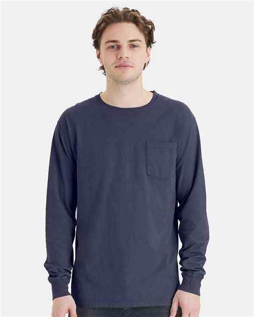 ComfortWash by Hanes GDH250 - Unisex Garment-Dyed Long Sleeve T-Shirt With a Pocket