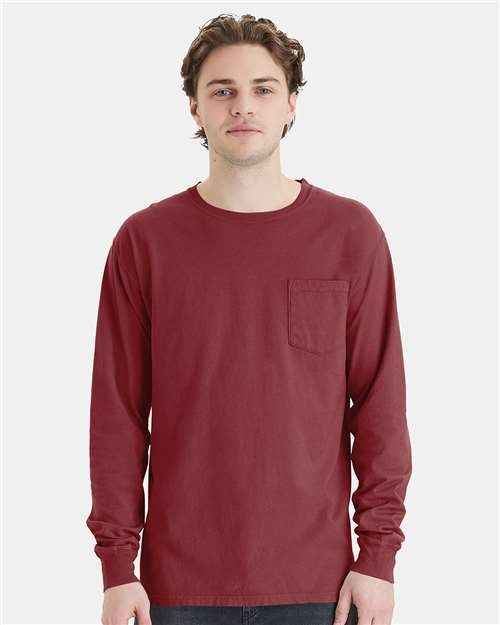 ComfortWash by Hanes GDH250 - Unisex Garment-Dyed Long Sleeve T-Shirt With a Pocket