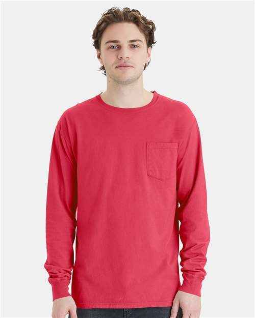 ComfortWash by Hanes GDH250 - Unisex Garment-Dyed Long Sleeve T-Shirt With a Pocket