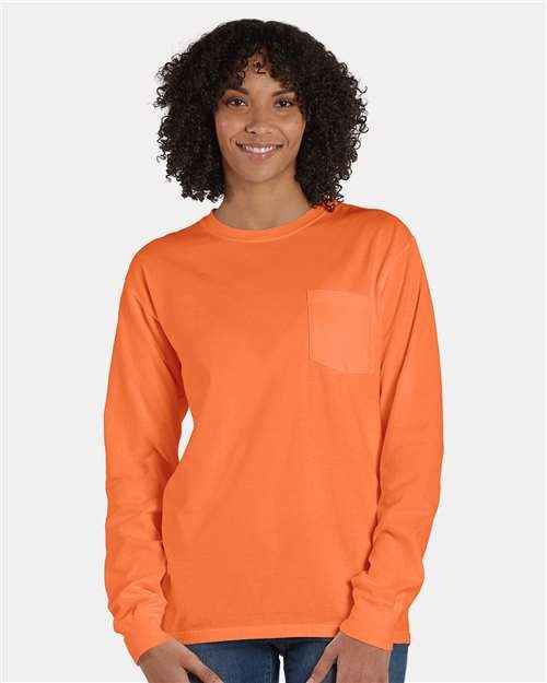 ComfortWash by Hanes GDH250 - Unisex Garment-Dyed Long Sleeve T-Shirt With a Pocket