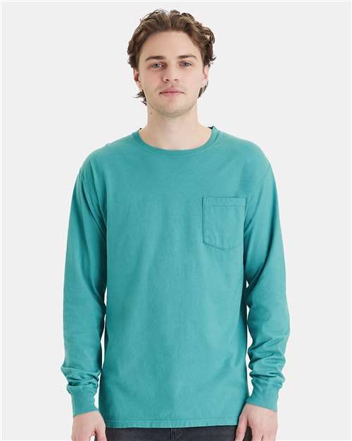 ComfortWash by Hanes GDH250 - Unisex Garment-Dyed Long Sleeve T-Shirt With a Pocket ComfortWash by Hanes