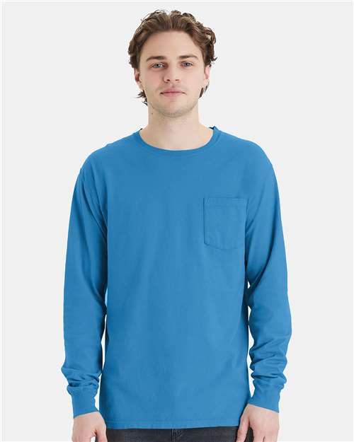 ComfortWash by Hanes GDH250 - Unisex Garment-Dyed Long Sleeve T-Shirt With a Pocket ComfortWash by Hanes