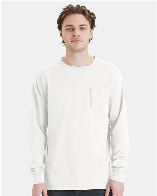 ComfortWash by Hanes GDH250 - Unisex Garment-Dyed Long Sleeve T-Shirt With a Pocket ComfortWash by Hanes