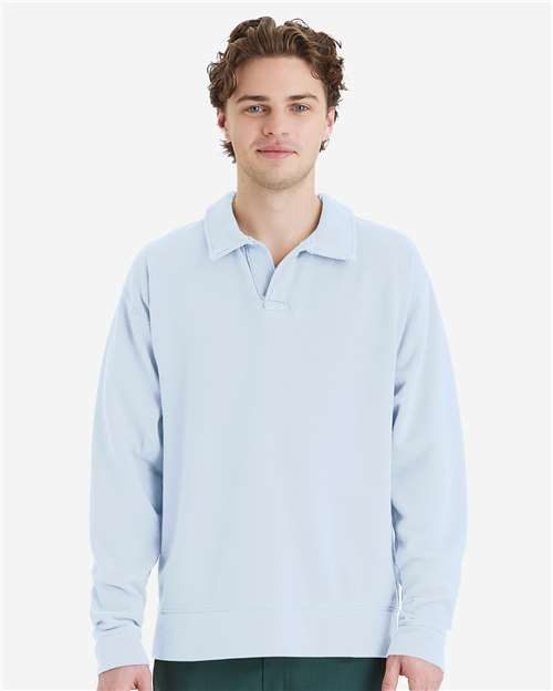 ComfortWash by Hanes GDH490 - Unisex Garment-Dyed Polo Collar Sweatshirt ComfortWash by Hanes