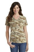 Port & Co LPC54VC - mpany Ladies Core Cotton Camo V-Neck Tee