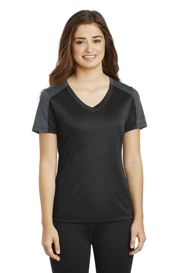 Sport-Tek LST354 - Ladies PosiCharge Competitor Sleeve-Blocked V-Neck Tee