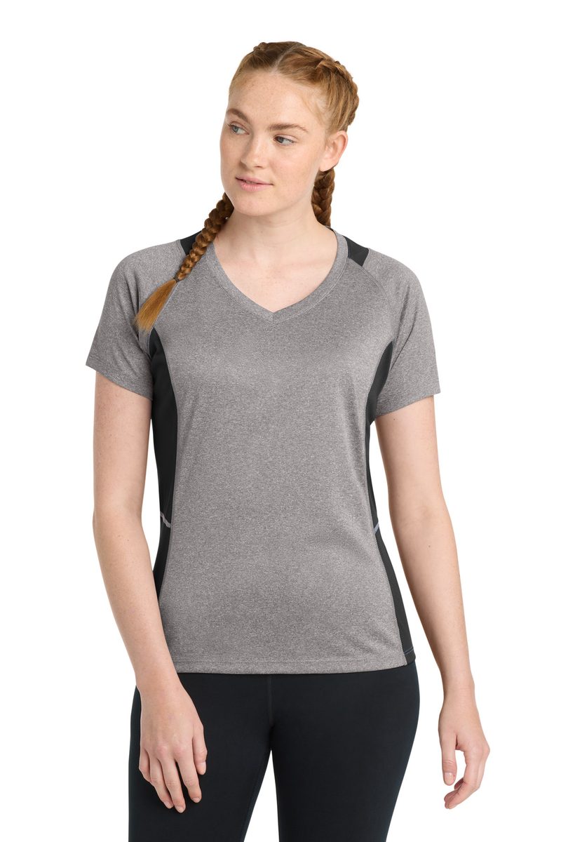 Sport-Tek LST361 - Women's Heather Colorblock Contender V-Neck Tee Sport-Tek