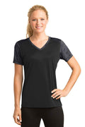 Sport-Tek LST371 - Ladies CamoHex Colorblock V-Neck Tee