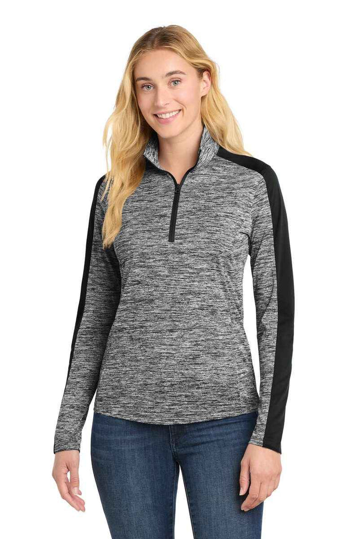 Sport-Tek LST397 - Women's PosiCharge Electric Heather Colorblock 1/4-Zip Pullover