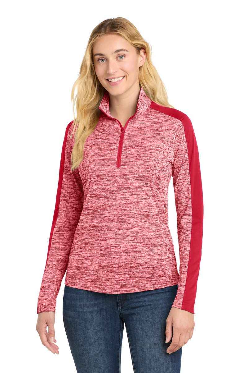 Sport-Tek LST397 - Women's PosiCharge Electric Heather Colorblock 1/4-Zip Pullover