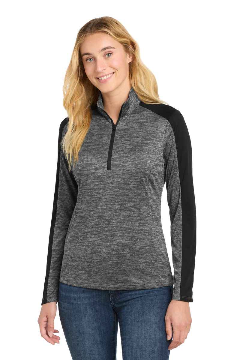 Sport-Tek LST397 - Women's PosiCharge Electric Heather Colorblock 1/4-Zip Pullover
