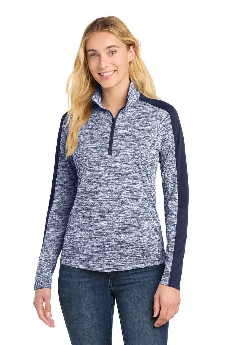 Sport-Tek LST397 - Women's PosiCharge Electric Heather Colorblock 1/4-Zip Pullover