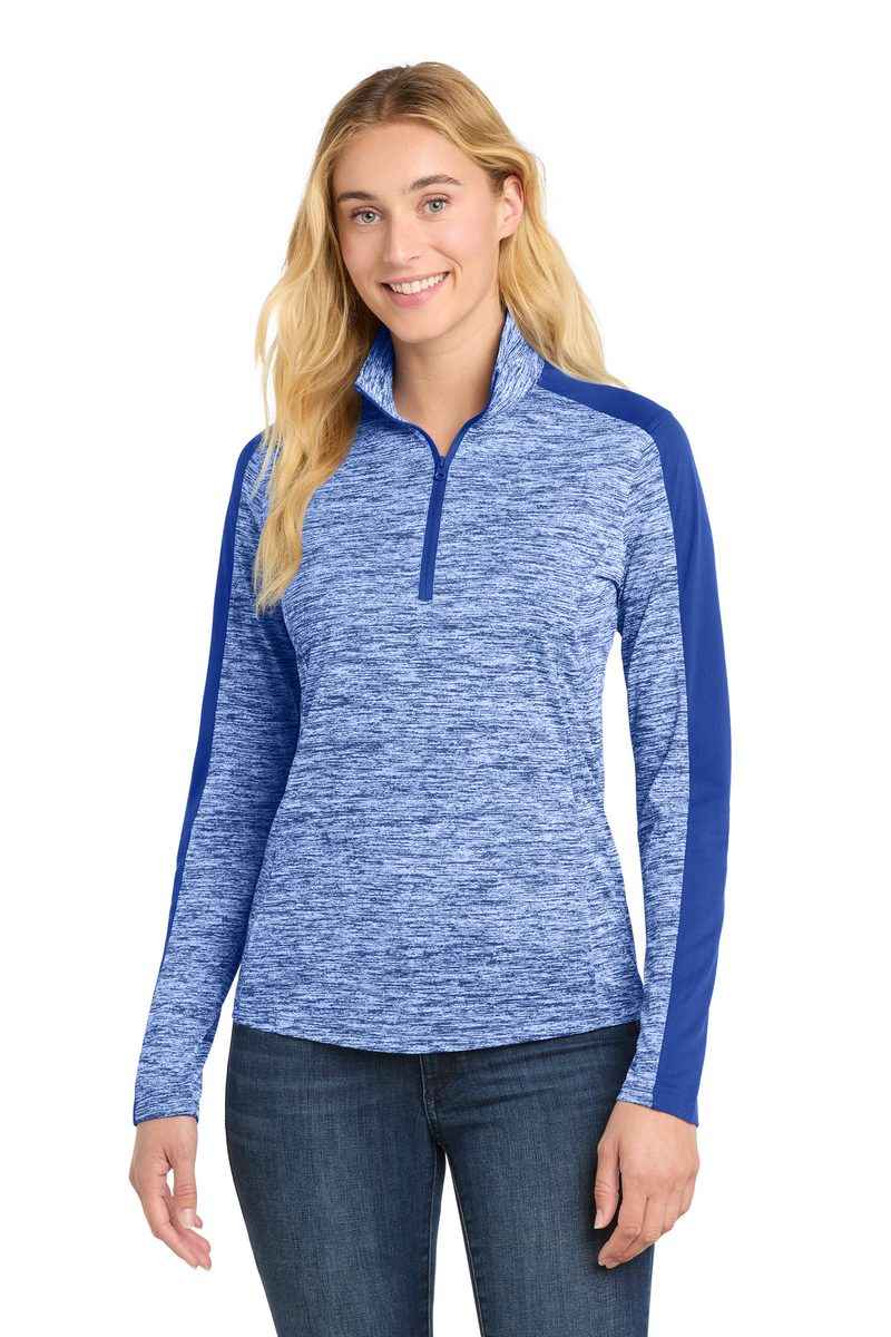 Sport-Tek LST397 - Women's PosiCharge Electric Heather Colorblock 1/4-Zip Pullover
