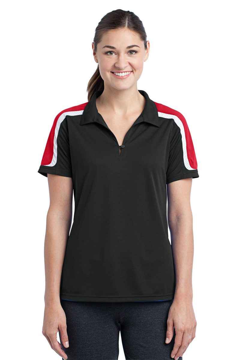 Sport-Tek LST658 - Ladies Tricolor Shoulder Micropique Sport-Wick Polo