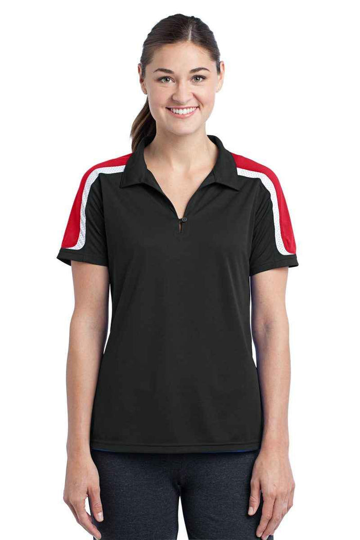 Sport-Tek LST658 - Ladies Tricolor Shoulder Micropique Sport-Wick Polo