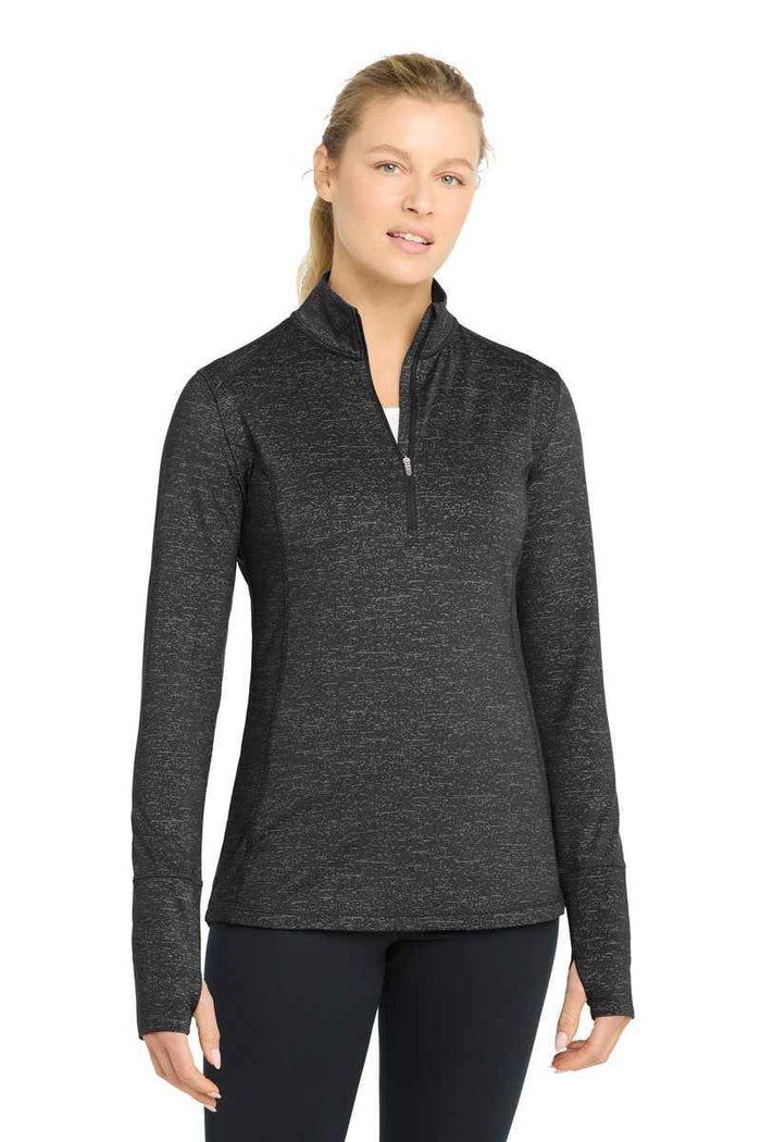 Sport-Tek LST855 - Women's Sport-Wick Stretch Reflective Heather 1/2-Zip Pullover