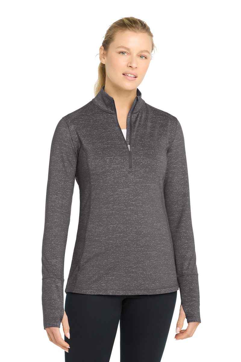 Sport-Tek LST855 - Women's Sport-Wick Stretch Reflective Heather 1/2-Zip Pullover