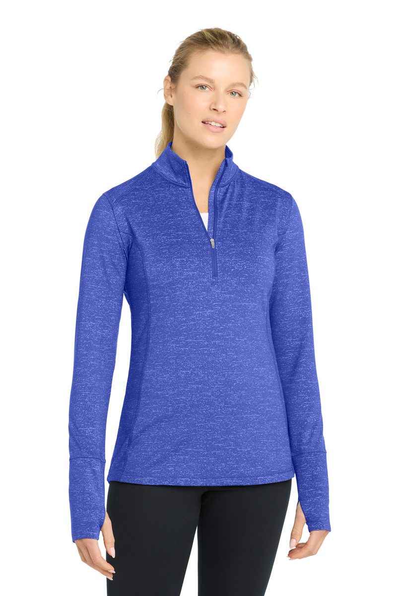 Sport-Tek LST855 - Women's Sport-Wick Stretch Reflective Heather 1/2-Zip Pullover