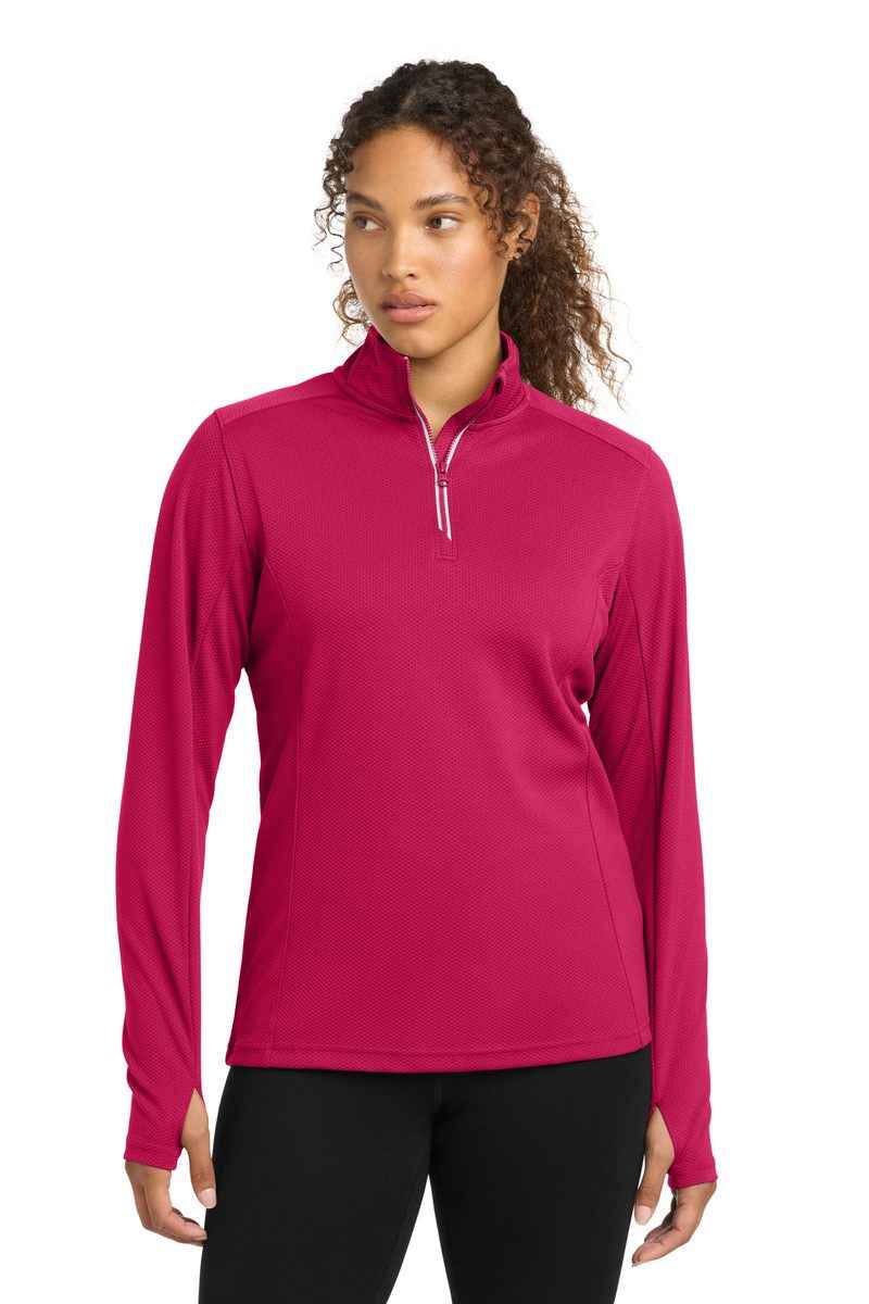 Sport-Tek LST860 - Women's Sport-Wick Textured 1/4-Zip Pullover
