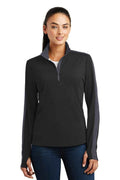 Sport-Tek LST861 - Ladies Sport-Wick Textured Colorblock 1/4-Zip Pullover