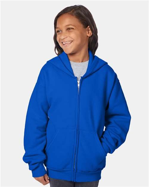 Hanes P480 - Youth EcoSmart® Full-Zip Hooded Sweatshirt Hanes