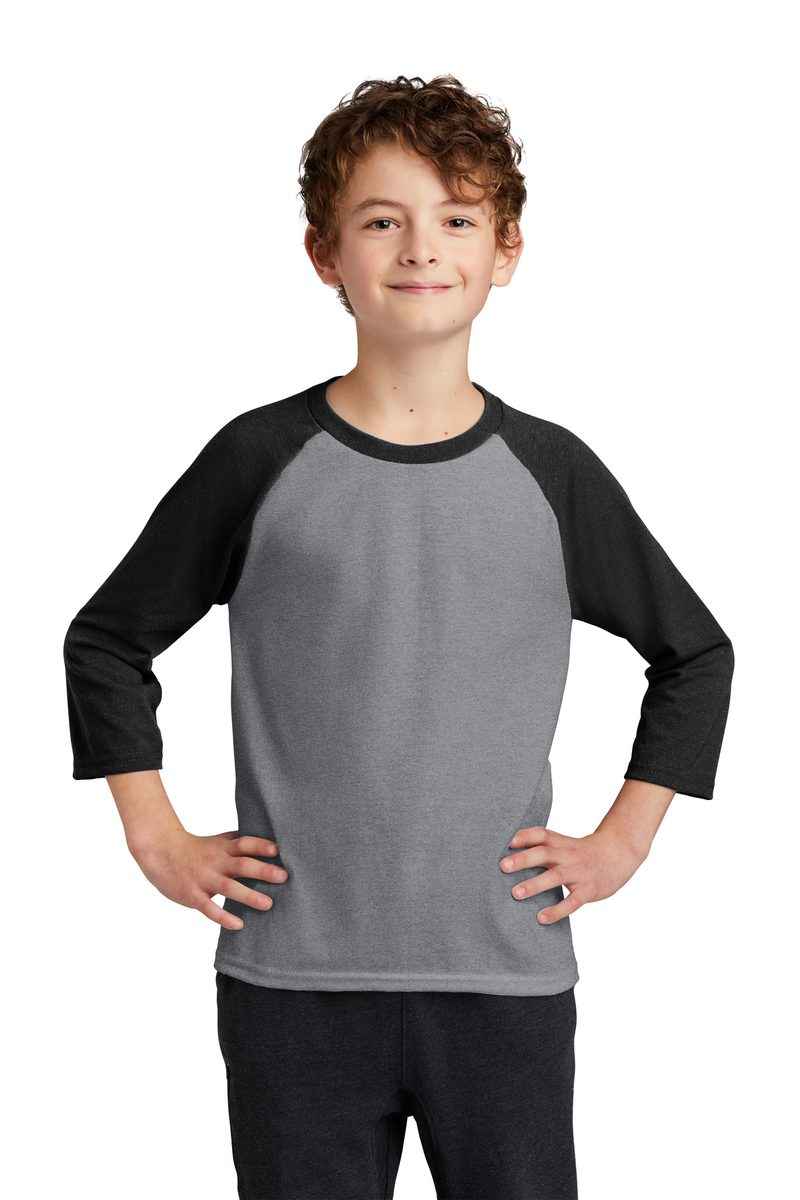 Port & Co PC55YRS - mpany Youth Core Blend 3/4-Sleeve Raglan Tee