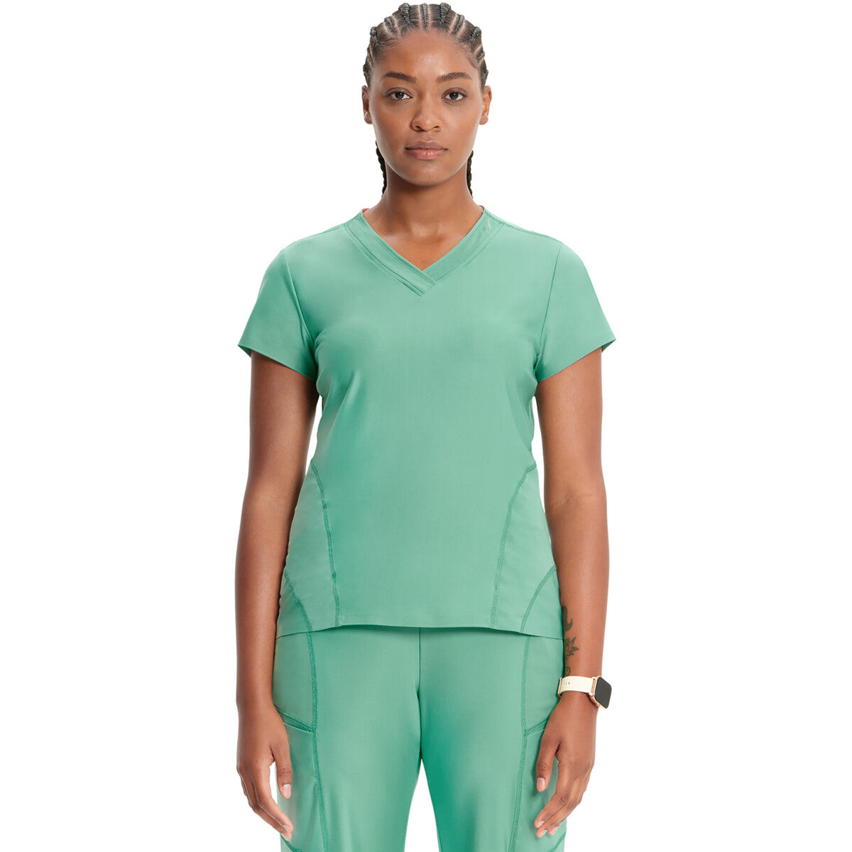 Infinity IN706A - Knit V-Neck Top in Black - Matcha Latte