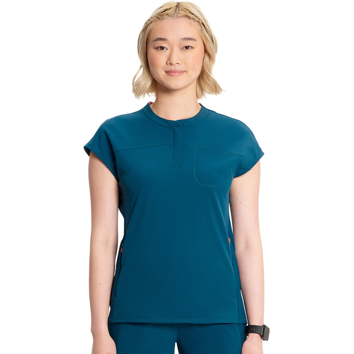 Infinity IN622A - Henley Top - Caribbean Blue