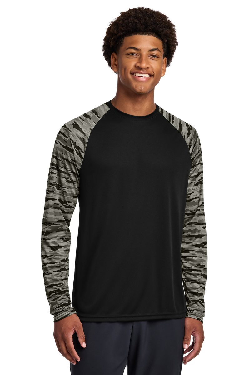 Sport-Tek ST376LS - Drift Camo Colorblock Long Sleeve Tee Sport-Tek