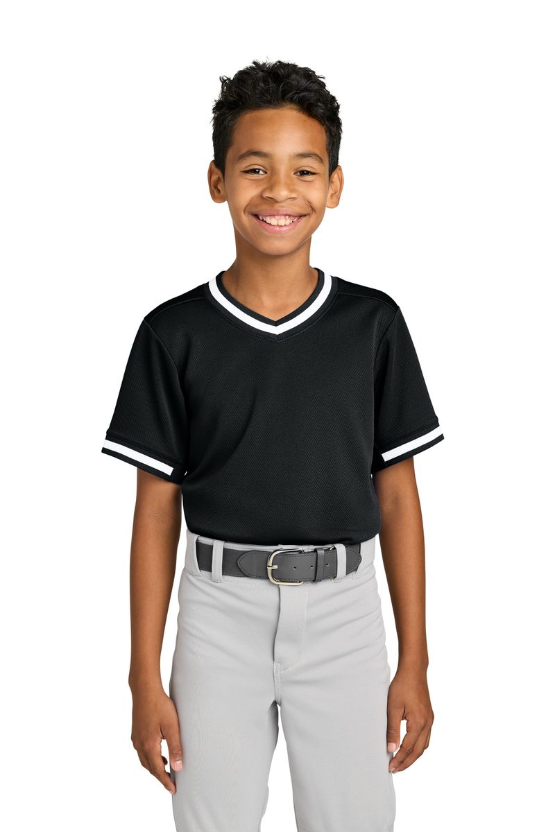 Sport-Tek YST221 - Youth Tough Mesh V-Neck Baseball Jersey Sport-Tek