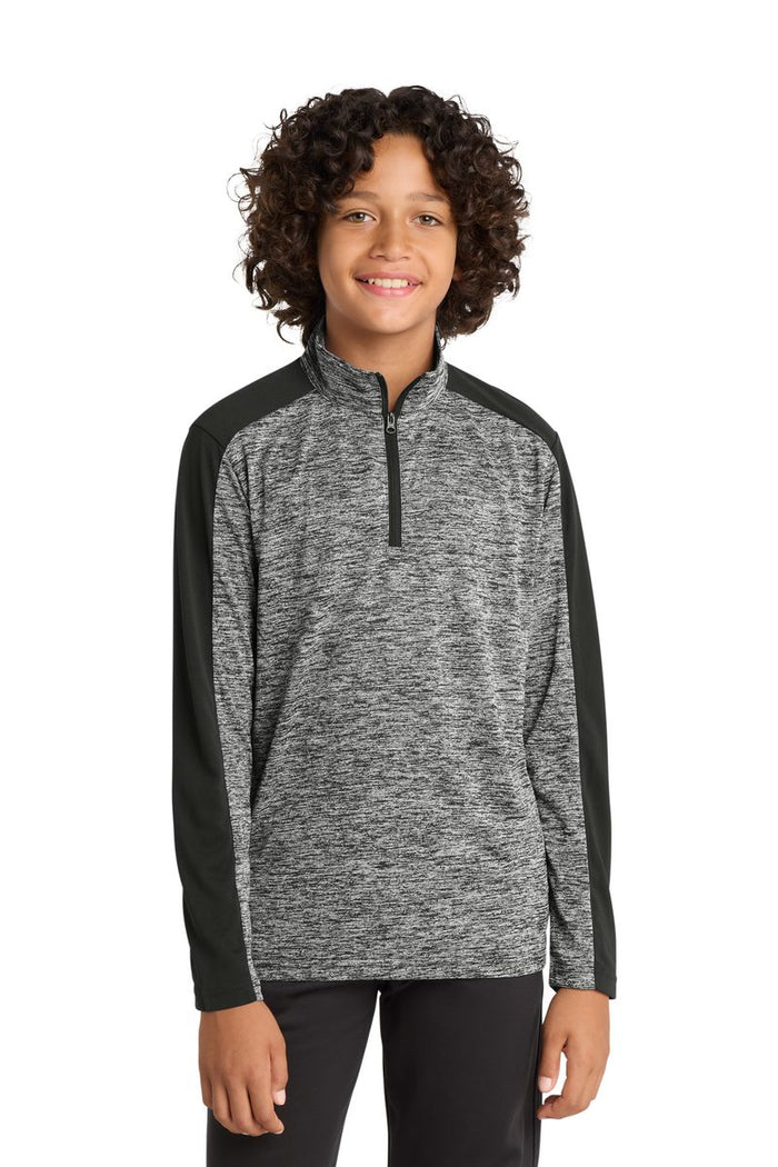 Sport-Tek YST397 - Youth PosiCharge Electric Heather Colorblock 1/4-Zip Pullover