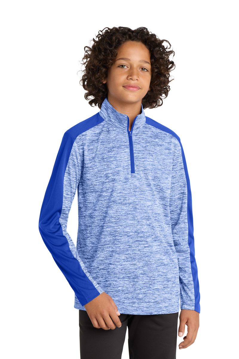 Sport-Tek YST397 - Youth PosiCharge Electric Heather Colorblock 1/4-Zip Pullover Sport-Tek